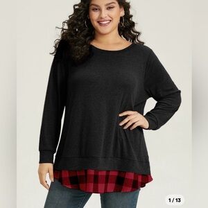 Black and Red Plaid Layered Tunic Top